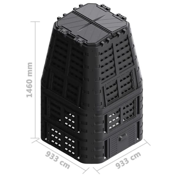 vidaXL Kompostkasse til hage svart 93,3x93,3x146 cm 1000 L