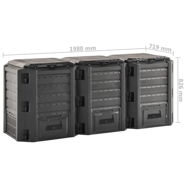 vidaXL Puutarhan kompostiastia musta 1200 l