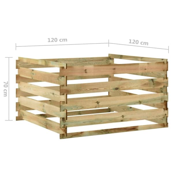 vidaXL Ribbad trädgårdskompost 120x120x70 cm impregnerad furu