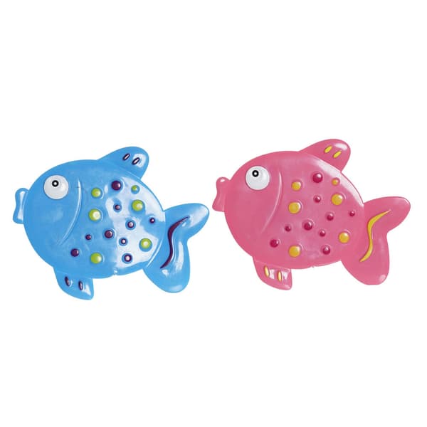 Bademåtte DKD Home Decor 13 x 1 x 10,5 cm Blå Pink Børns PVC Fisk (2 enheder)