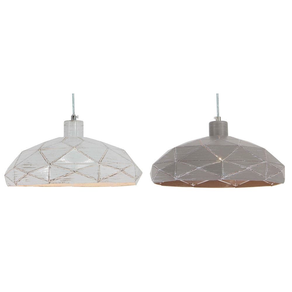 Taklampa DKD Home Decor Grå Metall Vit (32 x 32 x 11 cm) (2 pcs)