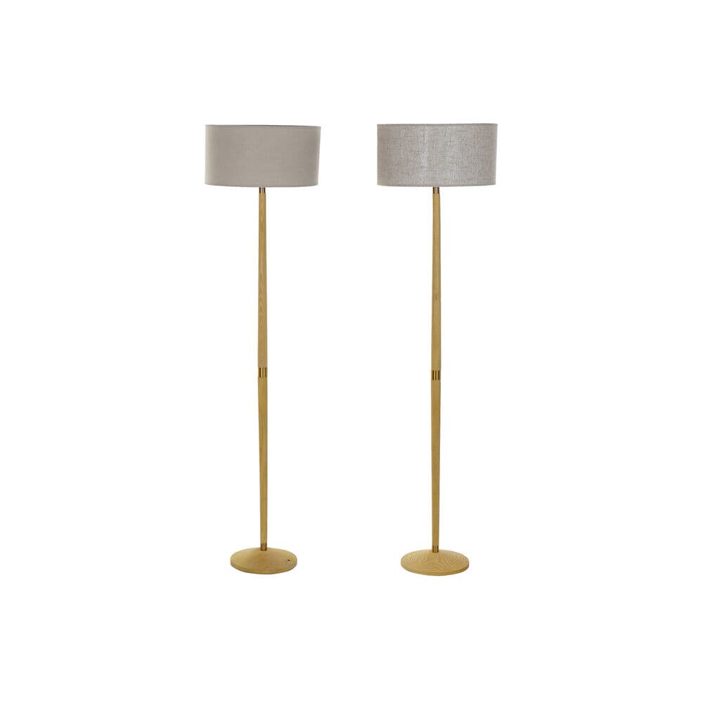 Golvlampa DKD Home Decor Beige Metall linne Kräm 60 W Aske (2 pcs) (40 x 40 x 155 cm)
