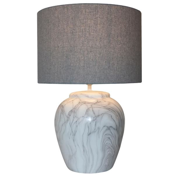 Bordslampa DKD Home Decor Kanvas Keramik Grå Vit (38 x 38 x 58 cm)