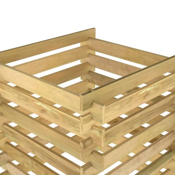 vidaXL Kompostkasse med lamelldesign 90x90x90 cm impregnert furu