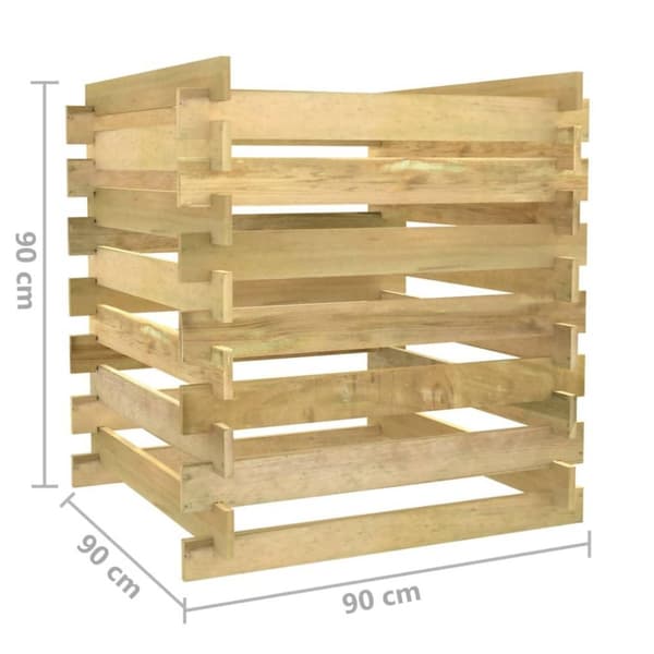 vidaXL Kompostkasse med lamelldesign 90x90x90 cm impregnert furu
