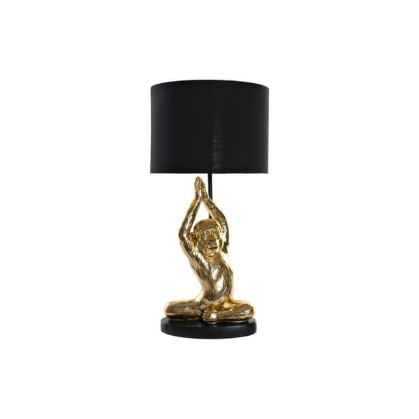 Bordlampe DKD Home Decor Sort Gylden Polyester Harpiks Abe (25 x 25 x 48 cm)