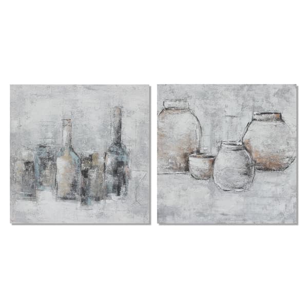Tavla DKD Home Decor 100 x 2,8 x 100 cm Vas Traditionell (2 antal)