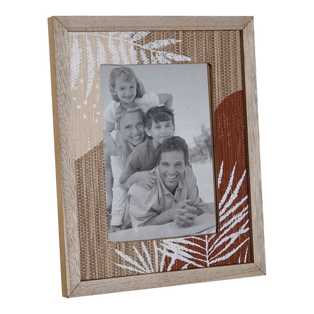 Fotoram DKD Home Decor S3015167 Naturell Terrakota n Trä MDF Boho Löv av en växt (21 x 26,5 x 1,8 cm)