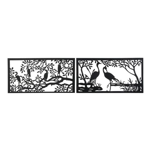 Dekorativ Figur DKD Home Decor 96 x 1 x 50 cm Svart Fugler (2 enheter)