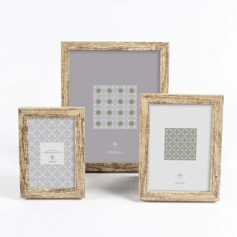 Fotoram DKD Home Decor Naturell Beige Trä Mörkbrun Boho (12,5 x 2 x 18 cm) (3 antal)