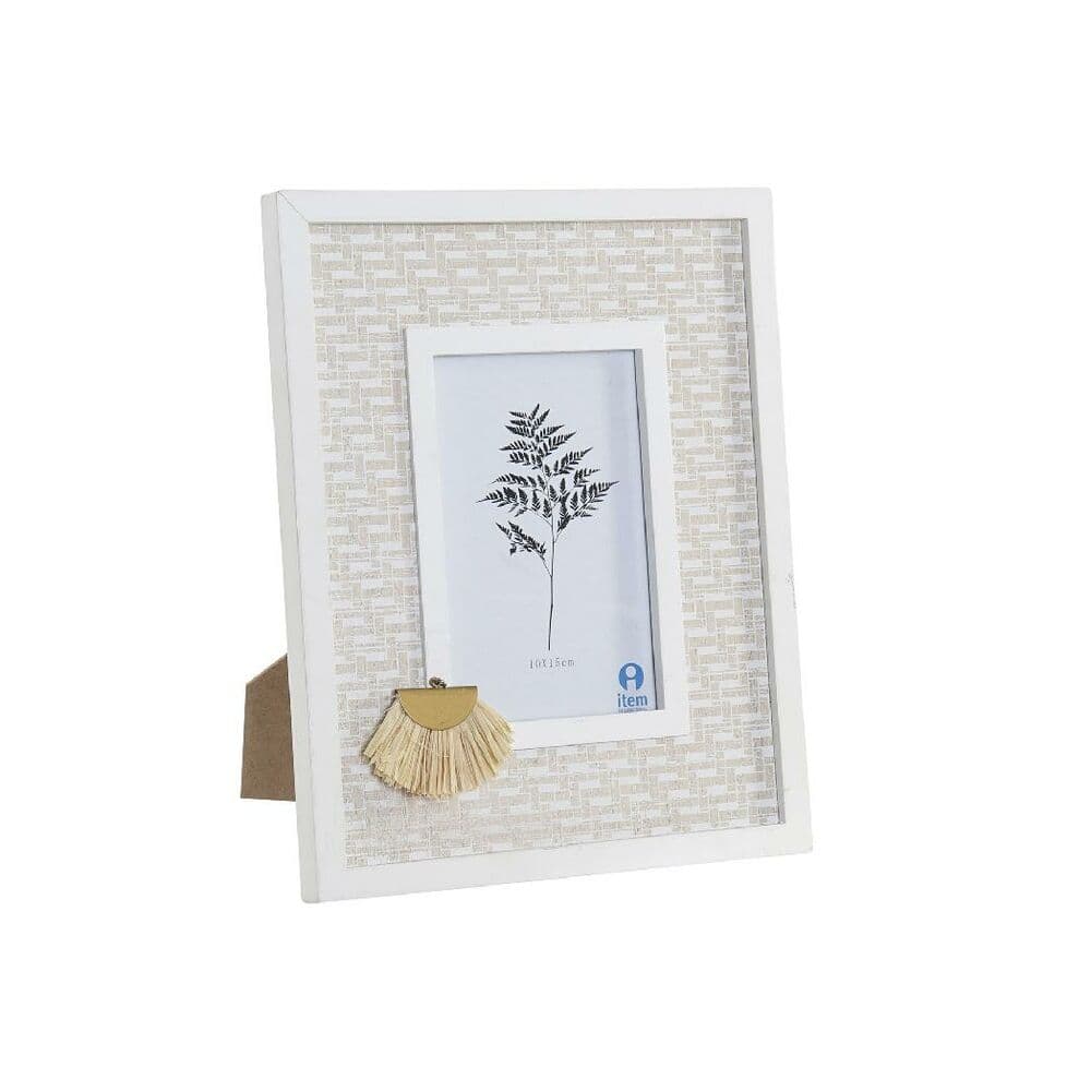 Fotoram DKD Home Decor S3021573 Glas Beige Trä Vit Boho (21,5 x 1,8 x 26,5 cm)