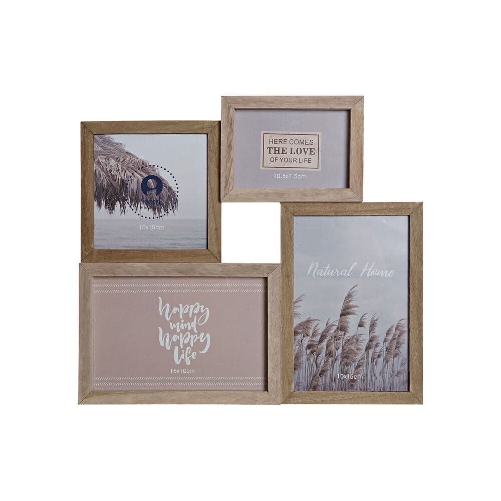 Fotoram DKD Home Decor S3024212 Naturell Brun Aluminium Trä MDF Boho (25 x 2 x 28 cm)