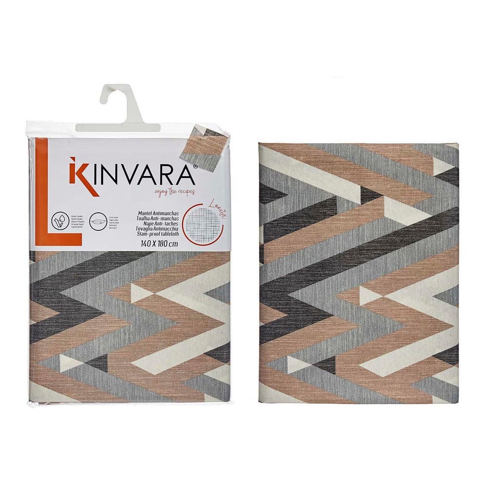 Bordsduk Tunn kanvas Ränder Brun Beige (140 x 180 cm)