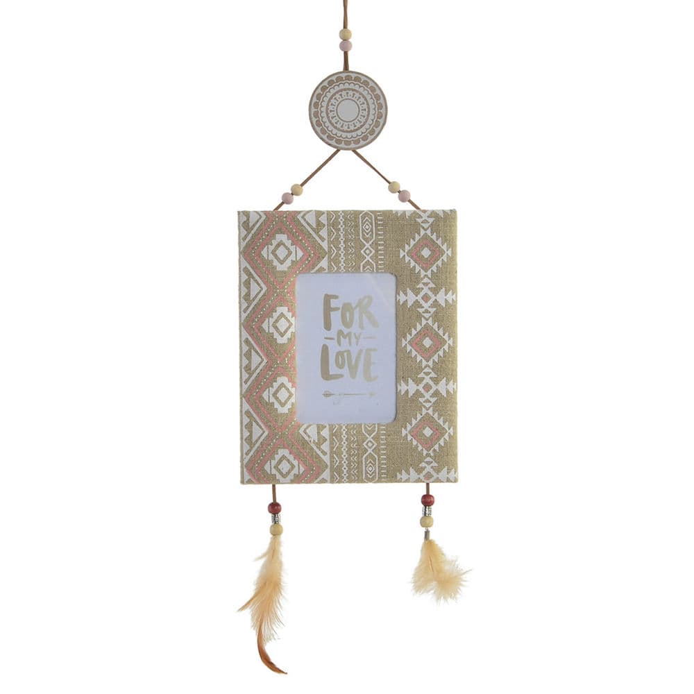 Fotoram DKD Home Decor Glas Trä Tyg Polyester Boho (17 x 1,5 x 54 cm)