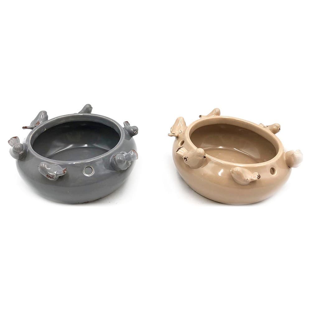 Bordsdekoration DKD Home Decor Porslin Fåglar (16 x 16 x 6.5 cm) (2 pcs)