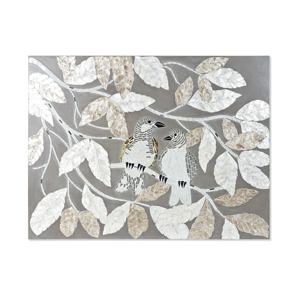 Læret DKD Home Decor Beige Grå Blad av plante 90 x 4 x 70 cm