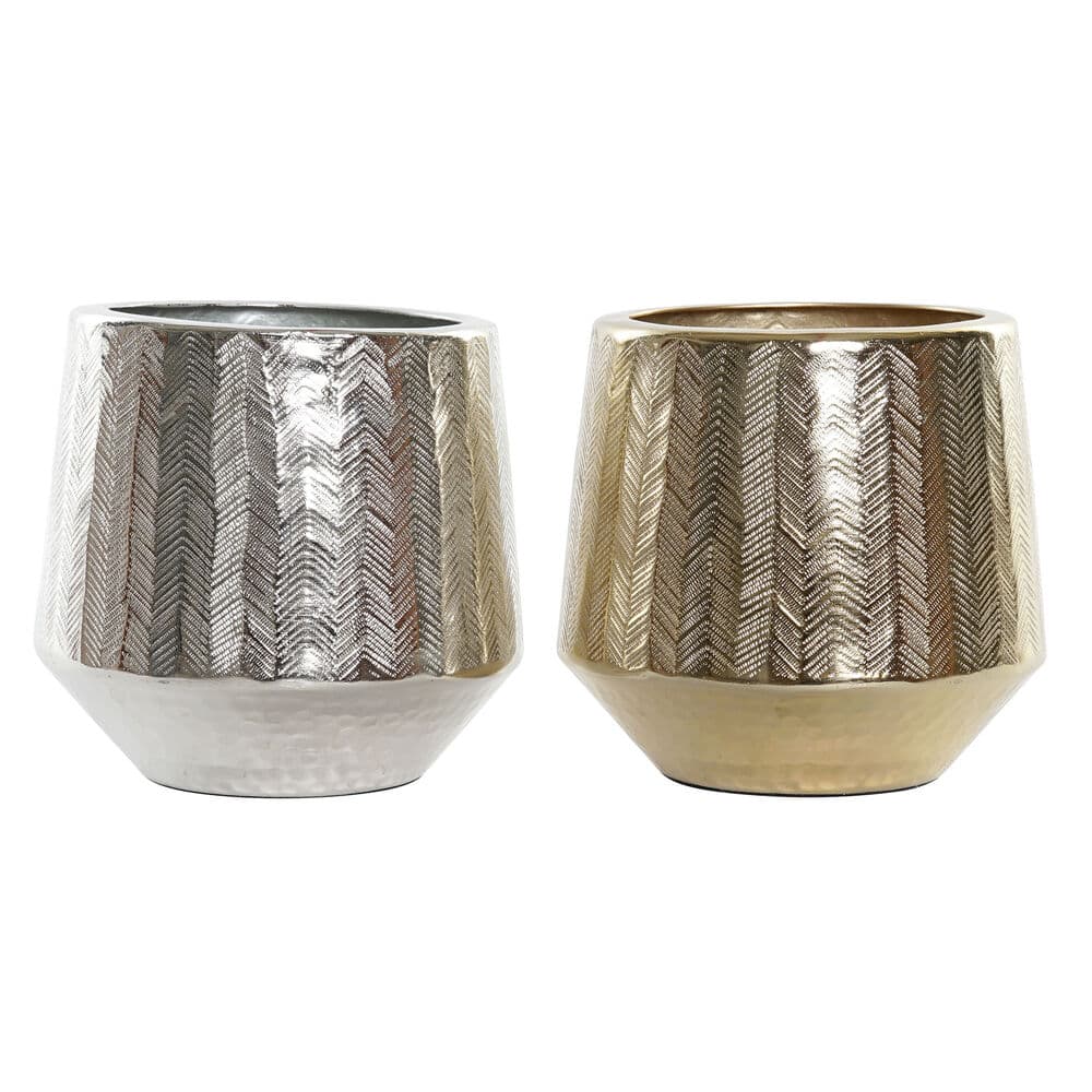 Bordsdekoration DKD Home Decor Aluminium (2 pcs) (19 x 19 x 20 cm)