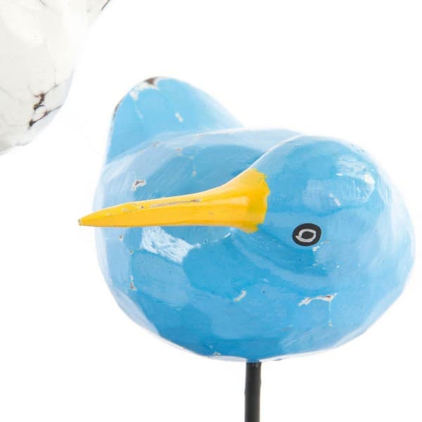 Dekorativ Figur DKD Home Decor Tre Metall Fugler Kiwi Middelhavet