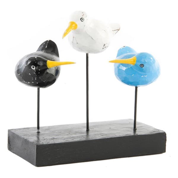 Dekorativ Figur DKD Home Decor Tre Metall Fugler Kiwi Middelhavet