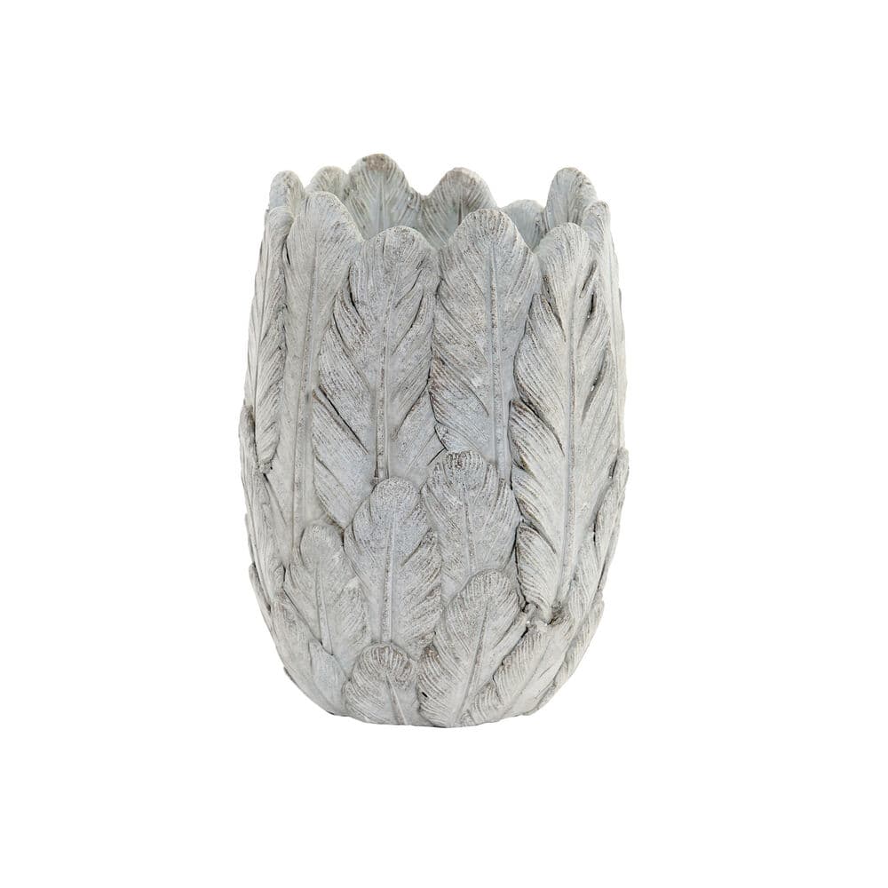Kruka DKD Home Decor Fjädrar Grå Cement Boho (15 x 15 x 21 cm)