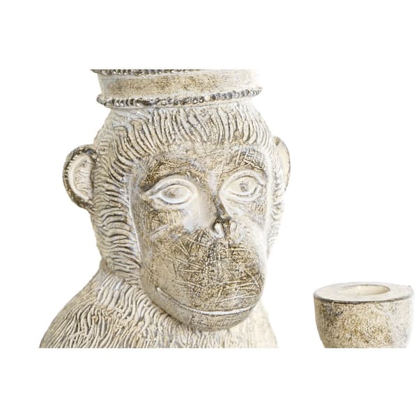 Dekorativ Figur DKD Home Decor 16 x 15 x 30 cm Hvit Harpiks Ape Tropisk Strippet ned