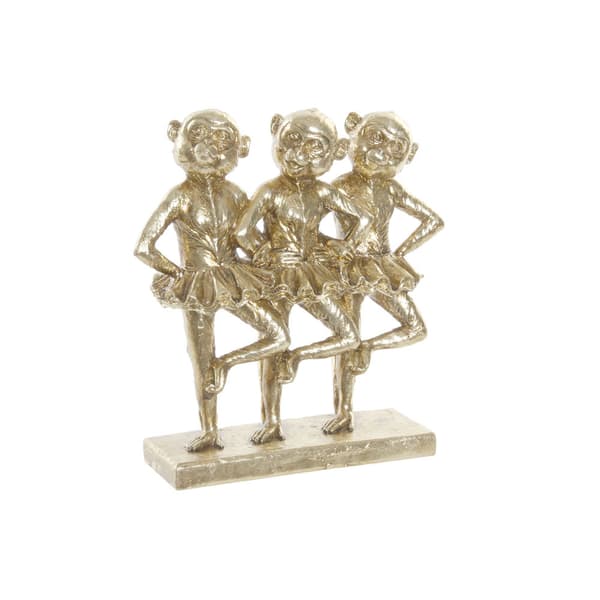 Dekorativ figur DKD Home Decor FZ-91957 Grå Gylden Harpiks Rektangulær Kolonistil Moderne Abe 23 x 9,5 x 24 cm