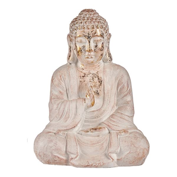 Dekorativ hagefigur Ibergarden CC20412 Hvit Gyllen Polyresin 23,5 x 49 x 36 cm Buddha