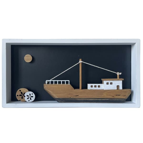 Dekorativ Figur DKD Home Decor Hvit Brun Barco 40 x 3,5 x 20 cm