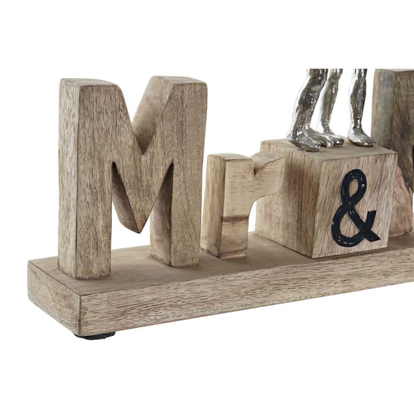 Koristehahmo DKD Home Decor Mr & Mrs Hopeinen Alumiini (51 x 7,5 x 28 cm)