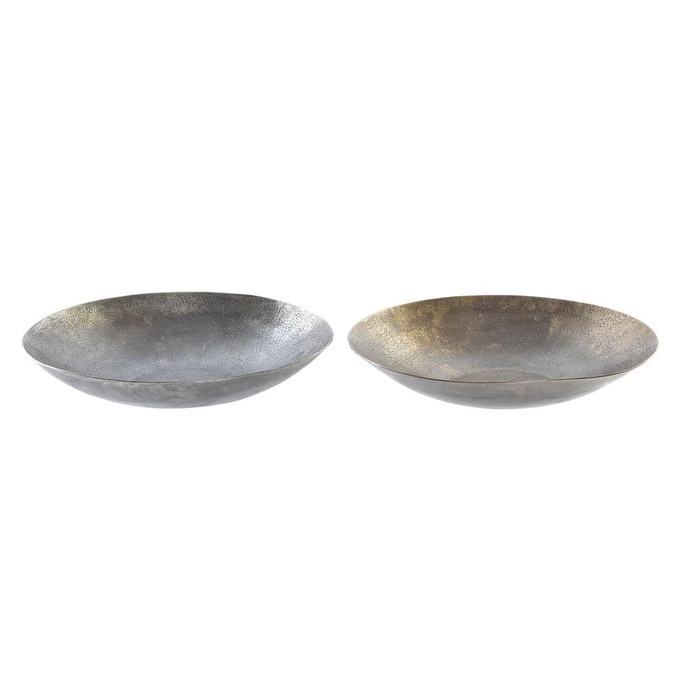 Bordsdekoration DKD Home Decor Silvrig Gyllene Aluminium (32 x 32 x 6 cm) (2 antal)