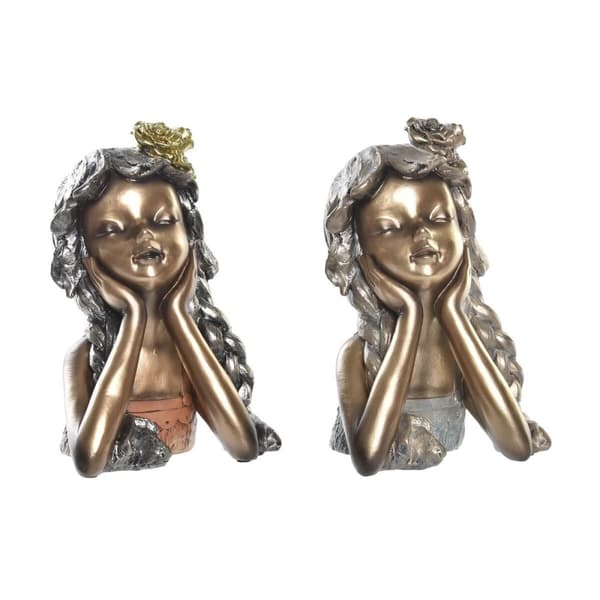 Dekorativ figur DKD Home Decor 17 x 14 x 25 cm Rød Gylden (2 enheder)