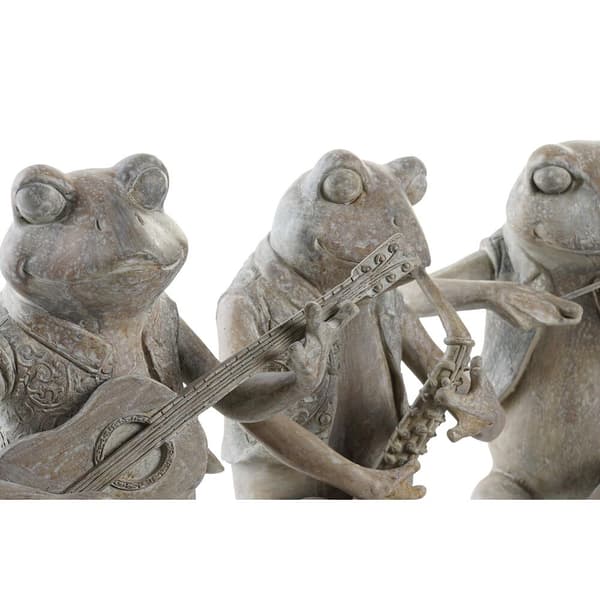 Dekorativ Figur DKD Home Decor Musiker 23 x 19,5 x 22,5 cm Brun Frosk (3 enheter)
