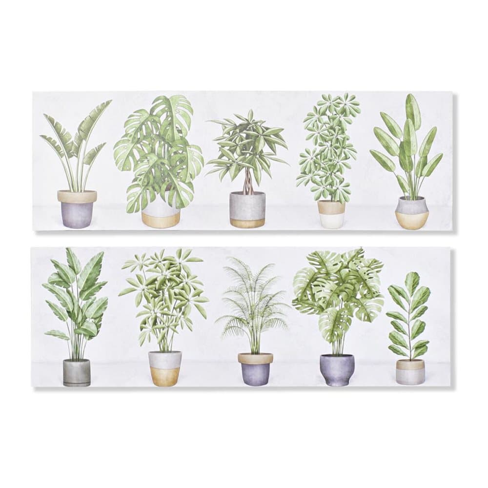 Tavla DKD Home Decor Blommor, växter och träd (90 x 2,3 x 30 cm) (90 x 1,5 x 30 cm) (2 antal) (12 antal)