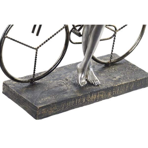 Dekorativ figur DKD Home Decor Dame Sølvfarvet Cykel Metal Harpiks (27,5 x 9,5 x 34,5 cm)