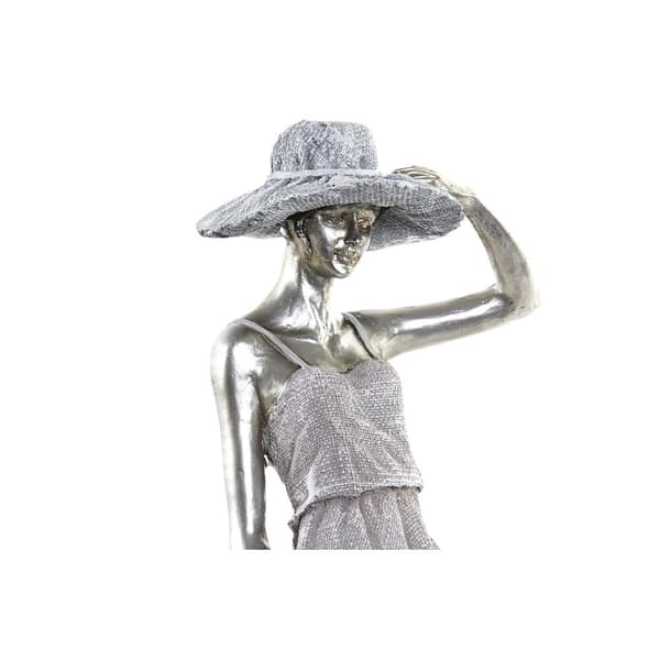Dekorativ figur DKD Home Decor Dame Sølvfarvet Cykel Metal Harpiks (27,5 x 9,5 x 34,5 cm)