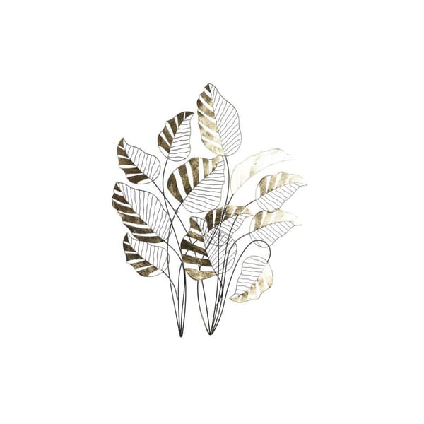 Veggpryd DKD Home Decor Svart Gyllen Blad av plante 77 x 2,5 x 103 cm