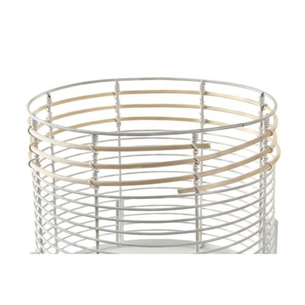 Grydesæt DKD Home Decor Hvid Natur Metal Spanskrør Firkantet 25 x 25 x 32 cm (2 enheder)