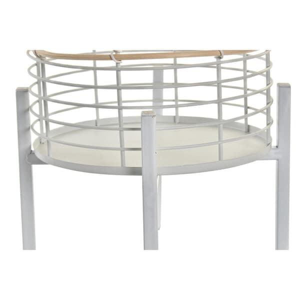 Grydesæt DKD Home Decor Hvid Natur Metal Spanskrør Firkantet 25 x 25 x 32 cm (2 enheder)