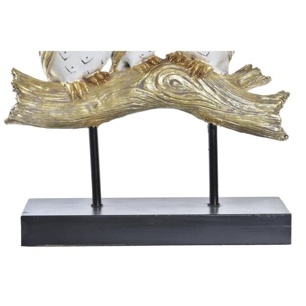 Prydnadsfigur DKD Home Decor Stock 24 x 9 x 26 cm Ugglor Svart Gyllene Vit