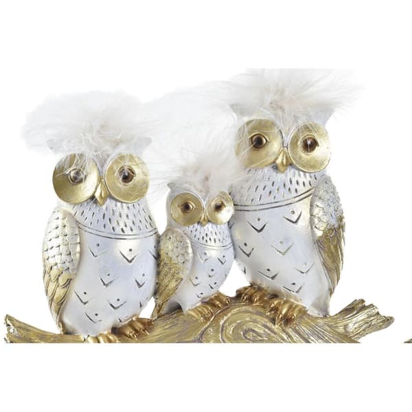 Prydnadsfigur DKD Home Decor Stock 24 x 9 x 26 cm Ugglor Svart Gyllene Vit
