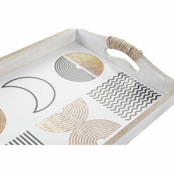 Sett med brett DKD Home Decor Hvit Svart Gyllen Tre MDF 40 x 30 x 6 cm (2 enheter)