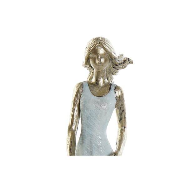 Dekorativ Figur DKD Home Decor 16 x 9,5 x 24 cm Blå Gyllen Familie