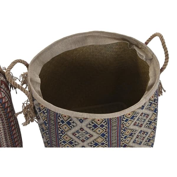 Kurv DKD Home Decor 40 x 40 x 48 cm Jute Havgræs Boho (2 enheder)