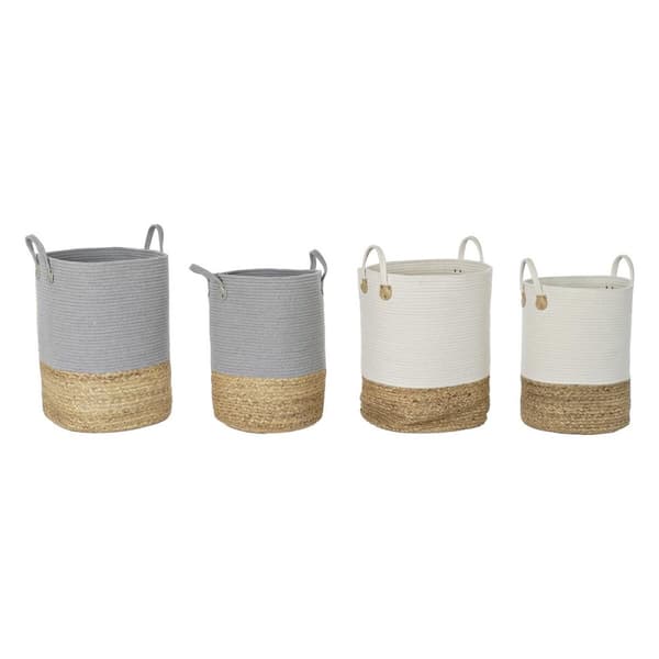 Korg - set DKD Home Decor 40 x 40 x 52 cm Naturliga fibrer Boho (2 antal)