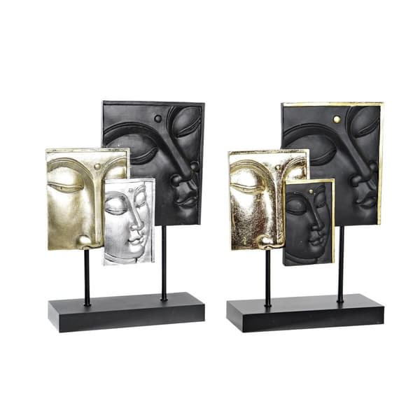 Dekorativ Figur DKD Home Decor Svart Gyllen Buddha Orientalsk 22,5 x 8 x 30,7 cm (2 enheter)