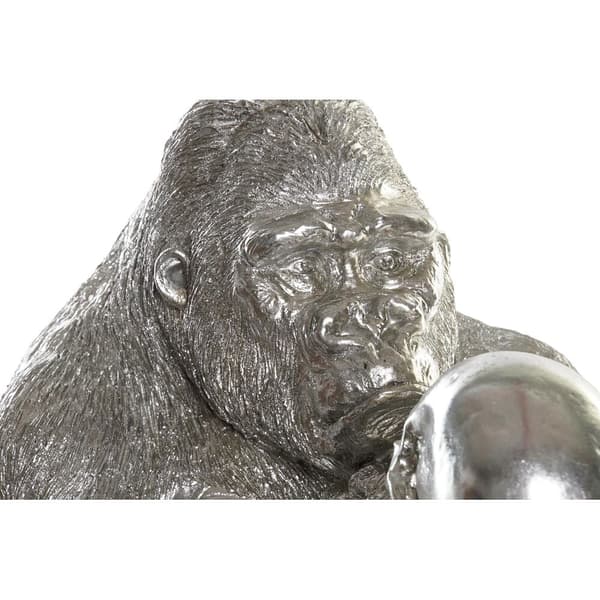 Koristehahmo DKD Home Decor Hopeinen Siirtomaatyylinen Gorilla 38,5 x 33 x 43,5 cm
