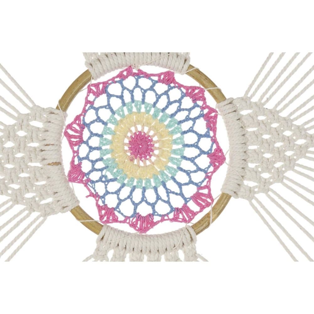 Drömfångare DKD Home Decor Fjädrar Bomull Vit Rattan Boho (52 x 1 x 145 cm) (1)