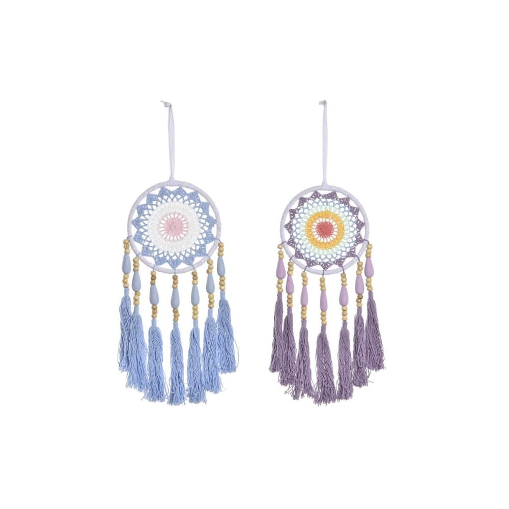Drömfångare DKD Home Decor Blå Lila Polyester Bomull Boho (16 x 1 x 52 cm) (2 antal)