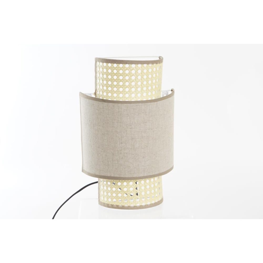 Taklampa DKD Home Decor 25W Beige Brun linne Rattan 220 V (23 x 11 x 34 cm)