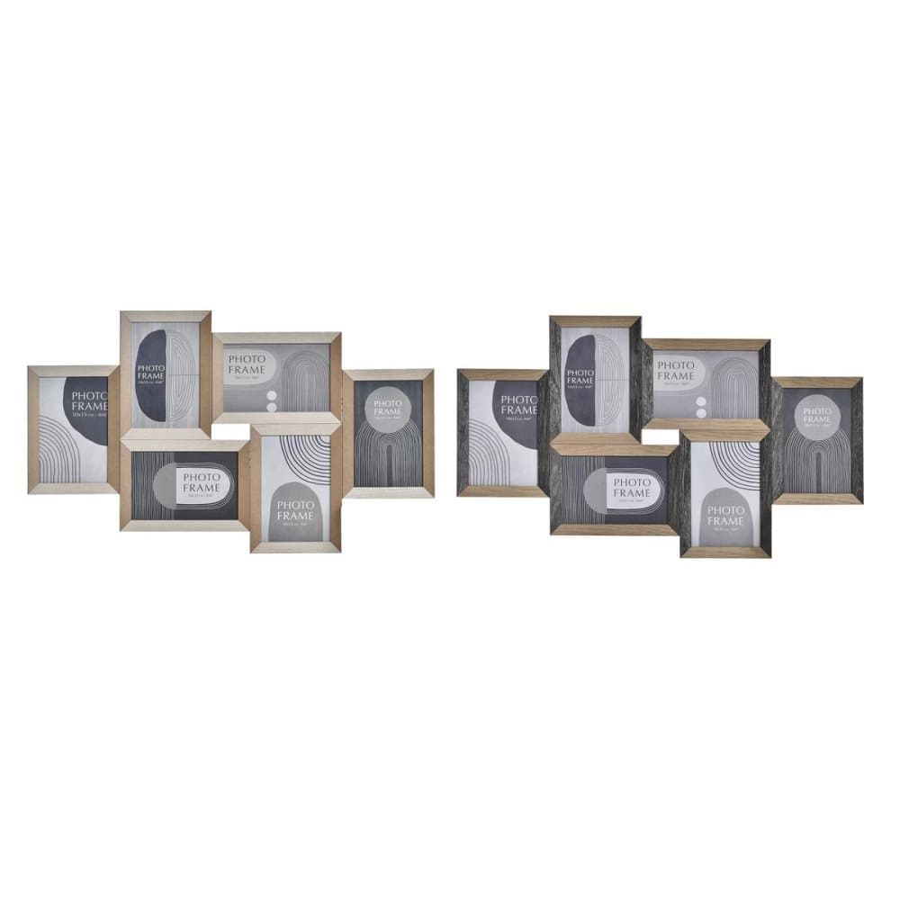 Fotoram DKD Home Decor Trä Glas Svart Brun Trä MDF Boho (54 x 2 x 32 cm) (2 antal)